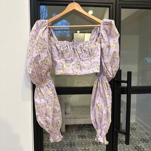 House of CB floral crop blouse